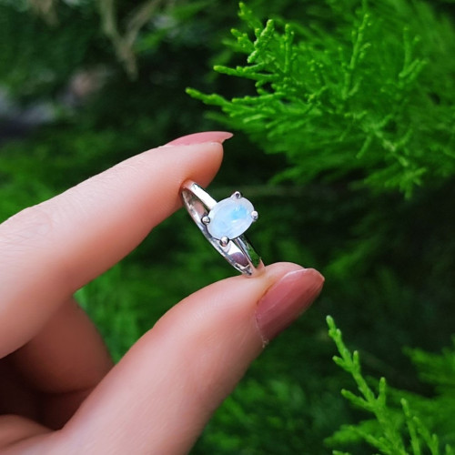 925 Silver Natural Moonstone Ring