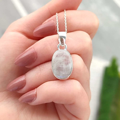 925 Silver Moonstone Pendant  - Oval Shape