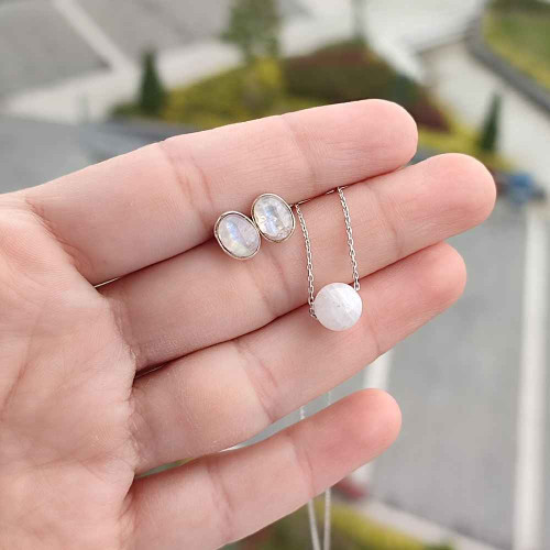 925 Sterling Silver moonstone  set
