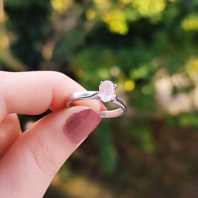 925 Sterling Silver Morganite Stone Ring