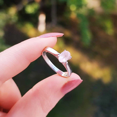 925 Sterling Silver Morganite Stone Ring