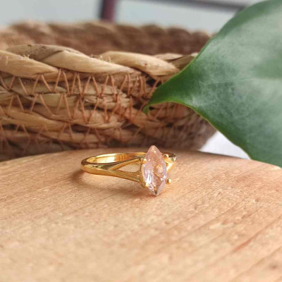 925 Sterling Silver Morganite Stone Ring