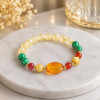 Multi Stone Bracelet , 8mm Citrine , Red Agate , Amber & Malachite Bracelet