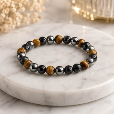 Multi Stone Bracelet , Tiger Eye , Hematite & Black Onyx Bracelet