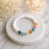 Multi Stone Bracelet , 8mm Moonstone , Amber , Malachite & Citrine Stones Bracelet