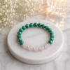 8mm Natural Malachite Stone & rose quartz Bracelet