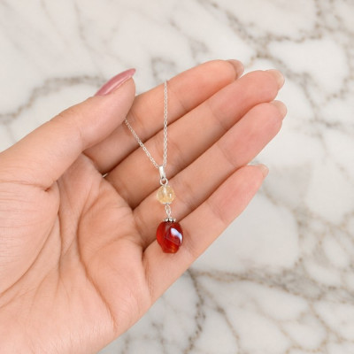 925 Silver Natural Agate & citrine Pendant