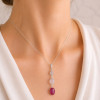 925 Silver Natural Red Ruby & Rose quartz  & moon Stone Pendant