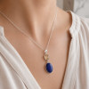 Multi stone Pendant , 925 Sterline Silver  citrine & Lapis Lazuli Pendant