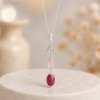 925 Silver Natural Red Ruby & Rose quartz  & moon Stone Pendant