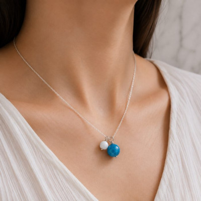 Multi Stone Pendant apatit &  moonstone  in One Pendant