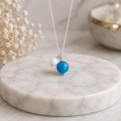 Multi Stone Pendant apatit &  moonstone  in One Pendant