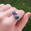 Multi Stone Ring , 925 Silver Rare Emerald & Iolite Stone Ring