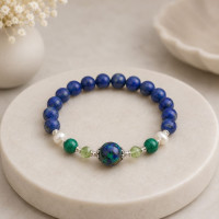 8mm Natural Lapis Lazuli  ,peridot , pearl, malachite ,azurite malachite Bracelet
