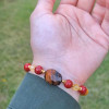 Multi Stone Bracelet , 8mm Natural Tiger Eye , Red Jasper & Citrine Bracelet