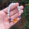 Multi Stone Bracelet , 8mm Natural Aquamarine , Amber , Pearl & Lapis Lazuli Stone Bracelet Multi Stone Bracelet , 8mm Natural Aquamarine , Amber , Pearl & Lapis Lazuli Stone Bracelet
