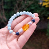Multi Stone Bracelet , 8mm Natural Aquamarine , Amber , Pearl & Lapis Lazuli Stone Bracelet Multi Stone Bracelet , 8mm Natural Aquamarine , Amber , Pearl & Lapis Lazuli Stone Bracelet