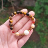 Multi Stone Bracelet , 8mm Natural Tiger Eye , Mother Of Pearl & Red Agate Bracelet Multi Stone Bracelet , 8mm Natural Tiger Eye , Mother Of Pearl & Red Agate Bracelet