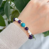 8mm Natural Amethyst , Pearl & Turquoise Bracelet