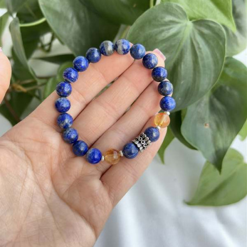 8mm Natural Lapis Lazuli Bracelet With citrine 8mm Natural Lapis Lazuli Bracelet With citrine