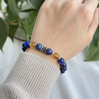 8mm Natural Lapis Lazuli Bracelet With citrine