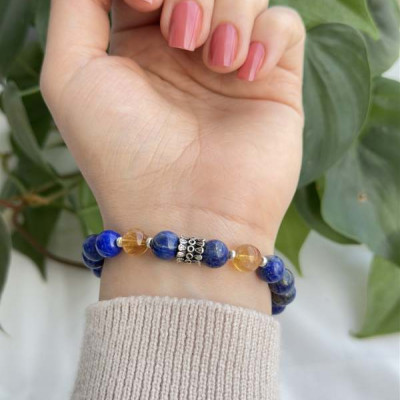 8mm Natural Lapis Lazuli Bracelet With citrine