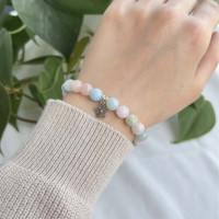 8mm Akuamarin , Morganit Taşlari Bileklik