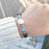 Multi Stone Bracelet , 8mm Moonstone , Sapphire , Aquamarine & Mother Of Pearl Stones Bracelet Multi Stone Bracelet , 8mm Moonstone , Sapphire , Aquamarine & Mother Of Pearl Stones Bracelet