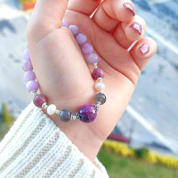 8mm Natural Kunzite Stone , pearl , labrodorite & ruby zeusite Bracelet