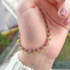 Multi Stone Bracelet , Green Perİdot , Ruby Stones Bracelet