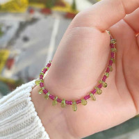 اسورة ملكية مؤلفة من أحجار الزبرجد الأخضر والياقوت الطبيعي النادر مع فاصلات فضة استرليني عيار 925