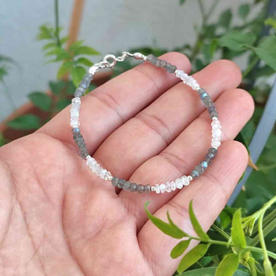 925 Sterling Silver Labradorite & Moonstone Bracelet