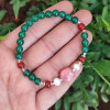Multi Stone Bracelet , 6mm Green Agate , Red Agate , Rhodochrosite & Pearl Bracelet Multi Stone Bracelet , 6mm Green Agate , Red Agate , Rhodochrosite & Pearl Bracelet