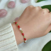 925 Silver Natural Red Coral Stone , Pearl , peridot stone Bracelet