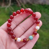 Multi Stone Bracelet , 8mm Red Agate , Emerald & Pearl Bracelet Multi Stone Bracelet , 8mm Red Agate , Emerald & Pearl Bracelet