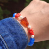 Multi Stone Bracelet , 8mm Blue Agate , Natural Red Coral, Pearl & Amber Bracelet Multi Stone Bracelet , 8mm Blue Agate , Natural Red Coral, Pearl & Amber Bracelet