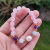 Multi Stone Bracelet , 8mm Rose Quartz , Amethyst , Aquamarine & Pearl Bracelet Multi Stone Bracelet , 8mm Rose Quartz , Amethyst , Aquamarine & Pearl Bracelet