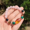 Multi Stone Bracelet , 8mm Rose Quartz , Black Tourmaline , Malachite , Tiger Eye & Amber Bracelet Multi Stone Bracelet , 8mm Rose Quartz , Black Tourmaline , Malachite , Tiger Eye & Amber Bracelet
