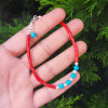 925 Silver Natural Red Coral Stone , Pearl & Turquoise stone Bracelet