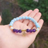 8mm Natural Aquamarine , Moonstone & Amethyst Stone Bracelet
