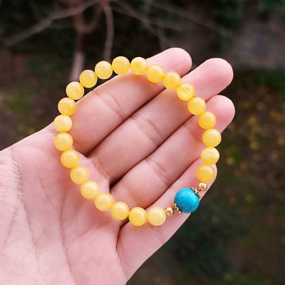 Natural Baltic Amber & Turquoise Bracelet