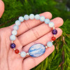 Multi Stone Bracelet , 8mm Natural Aquamarine , Kyanite , Red Agate & Amethyst Stone Bracelet