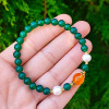 Multi Stone Bracelet , 6mm Green Agate , Pearl & Citrine Stones Bracelet