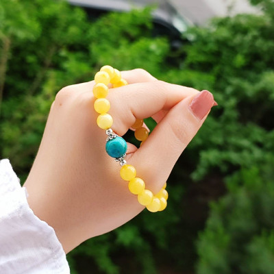 Natural Baltic Amber & Turquoise Bracelet