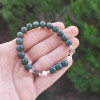 Multi Stone Bracelet , 8mm Natural Green Apatite , Smoky Quartz & Pearl Stones Bracelet