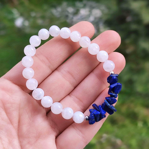 8mm Natural Moonstone & Lapis Lazuli Bracelet 8mm Natural Moonstone & Lapis Lazuli Bracelet