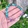 Multi Stone Bracelet  , 8mm Natural Chrysocolla , Labradorite , Amethyst & Crystal Quartz Bracelet