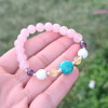 Multi Stone Bracelet , 8mm Rose Quartz , Turquoise , Moonstone , Amethyst & Citrine Stones Bracelet Multi Stone Bracelet , 8mm Rose Quartz , Turquoise , Moonstone , Amethyst & Citrine Stones Bracelet