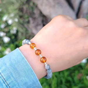 7mm Cat's eye & Amber Stone Bracelet