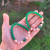 Multi Stone Bracelet , 8mm Green Agate , Rose Quartz , Pearl & Malachite Stones Bracelet Multi Stone Bracelet , 8mm Green Agate , Rose Quartz , Pearl & Malachite Stones Bracelet